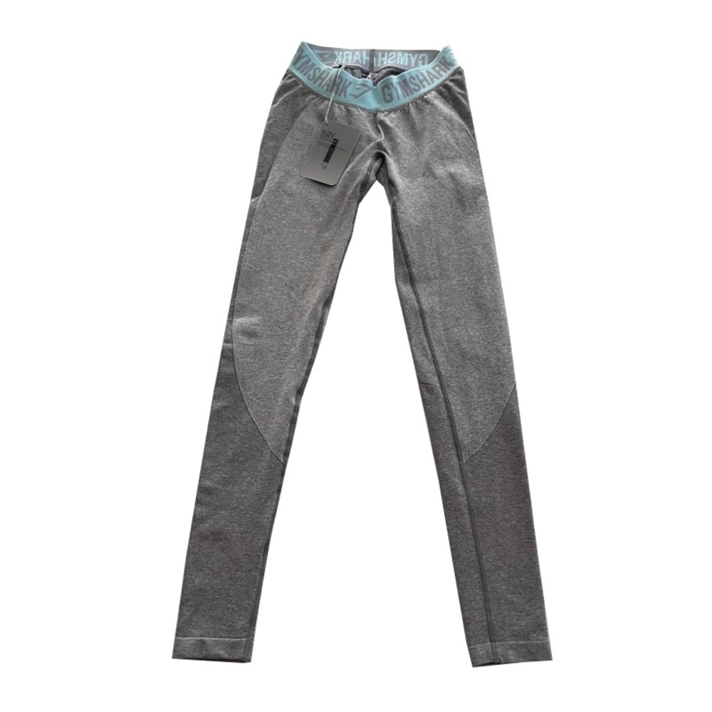 Gymshark Flex Leggings V3 -Gray Marled and Light Turquoise‎